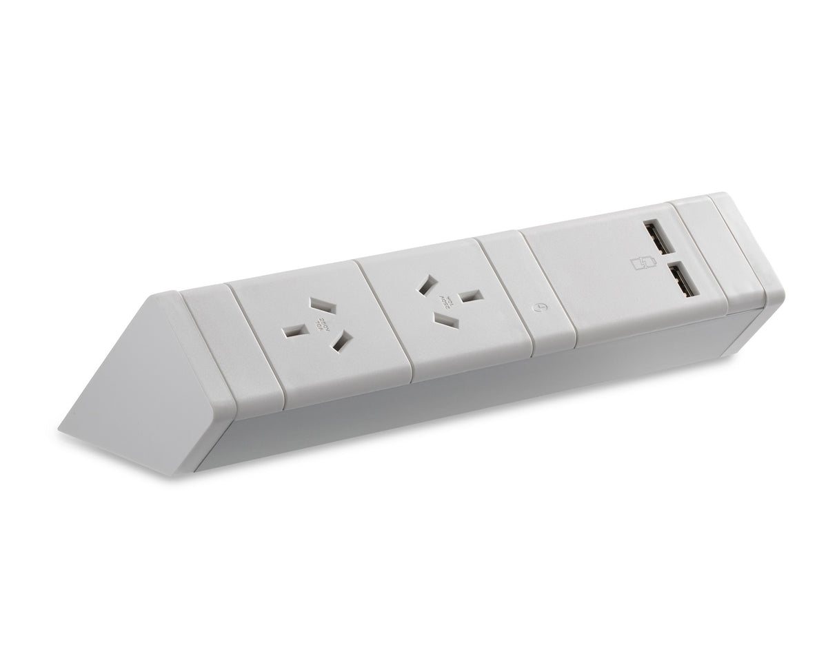 Athena Above Desk Power Rail - 2GPO & 2 A/A USB Charging