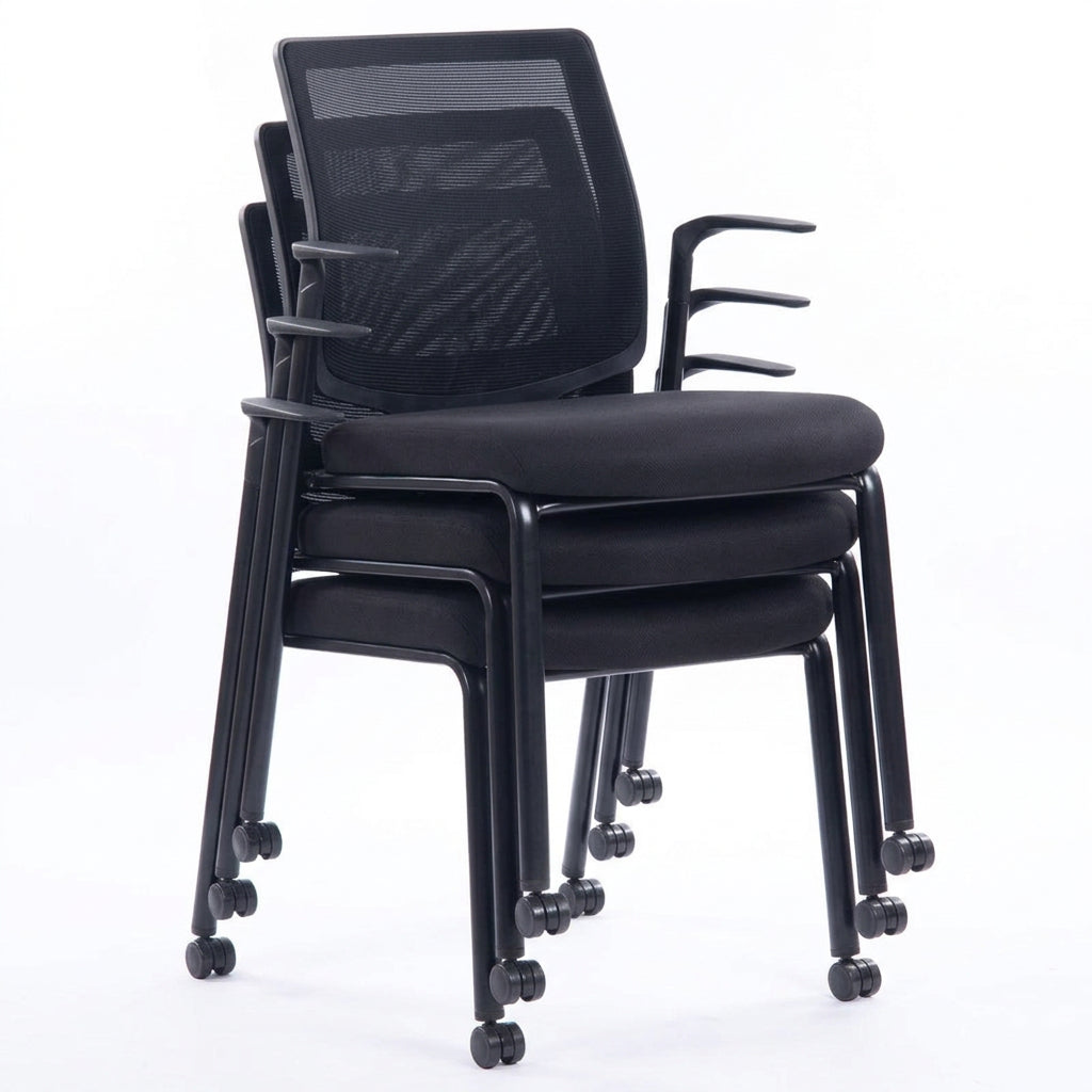 MA Rea Mesh Back Stackable Chair with 4 Castors