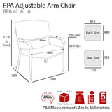 MA RPA 250 KG Weight Capacity Height Adjustable Arm Chair