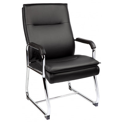 MA Rav 4 Chrome Sled Base PU Leather Upholstered Visitor Chair