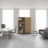 DD Reign Metal Base 4 Open Shelves Bookcase with 1 Door Cupboard