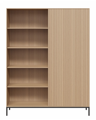 DD Reign Metal Base 4 Open Shelves Bookcase with 1 Door Cupboard