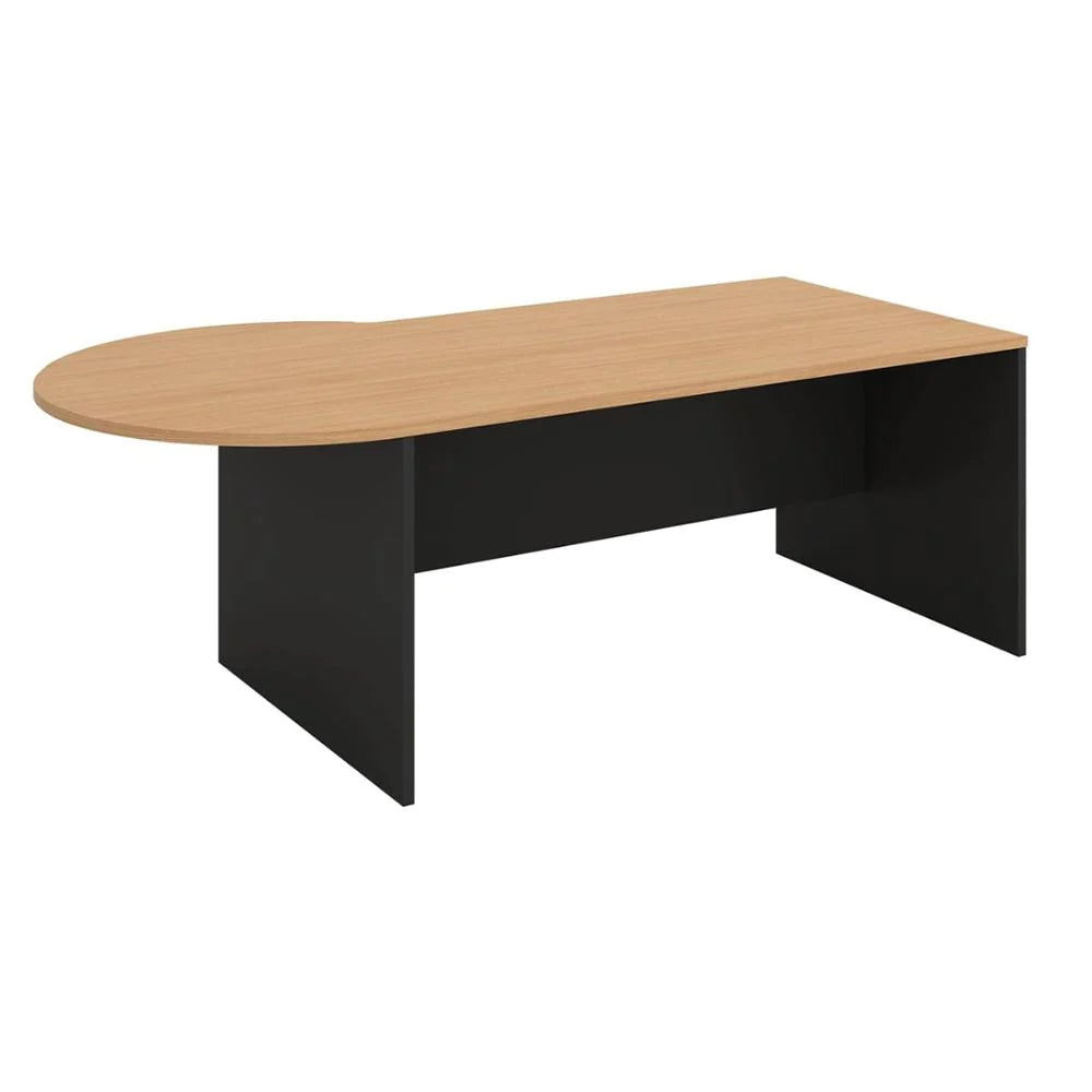 P Shape Office Desk in Beech/Charcoal