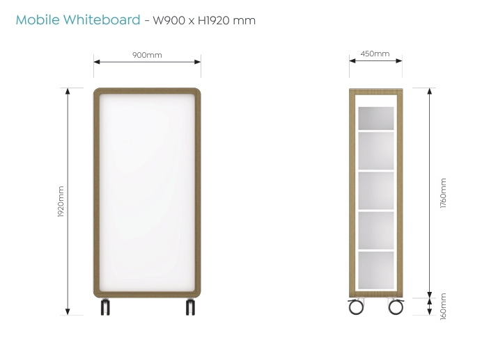 OL Rover Portable Glass Whiteboard with Storage Compartments