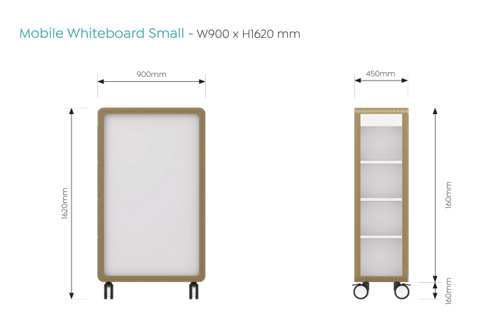 OL Rover Portable Glass Whiteboard with Storage Compartments