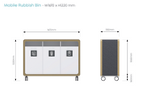 OL Rover Mobile Rubbish Bin  with Acoustic Pinnable Board