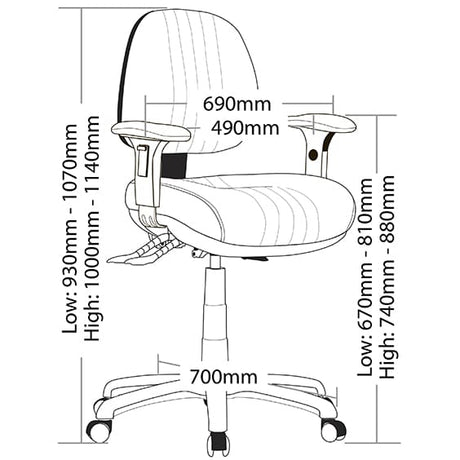 ST Safari Fabric Upholstered Low Back Task Chair with Arms