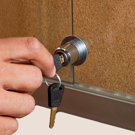 VC Sliding Glass Door Notice Case with Corkboard