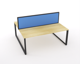 Ol Anvil Desk 2-User Double Sided Workspace with Splice Screen & Black Frame Oak Top