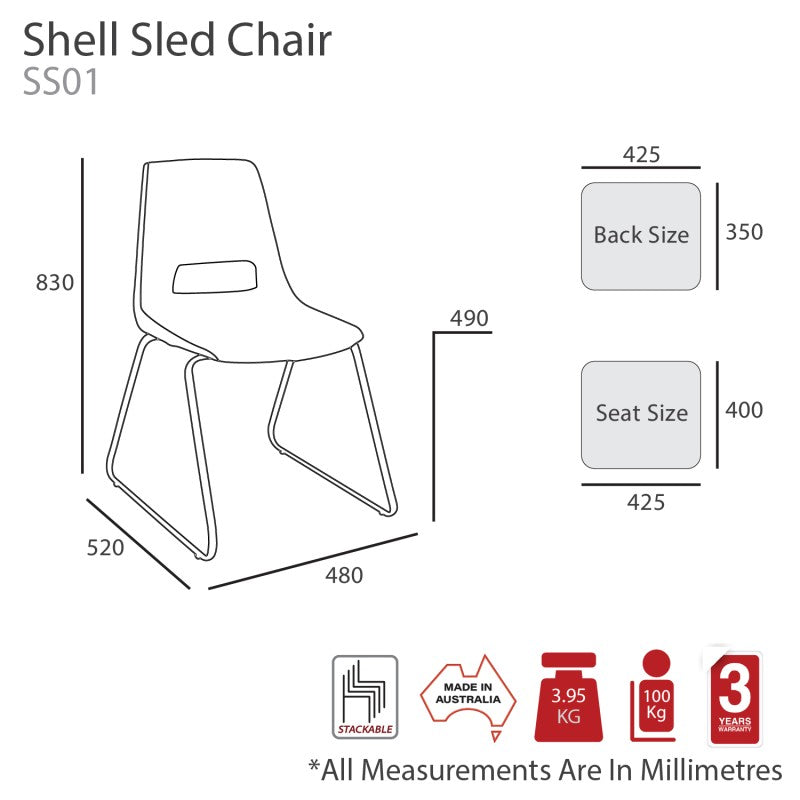 MA Shell Fabric or Vinyl Upholstered Stackable Sled Base Visitor Chair