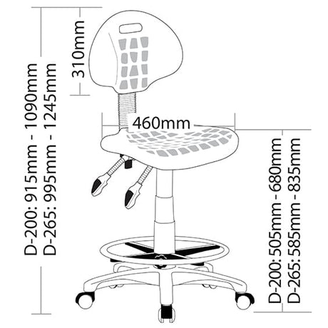 ST State PU Upholstered Industrial Drafting Stool with Footrest