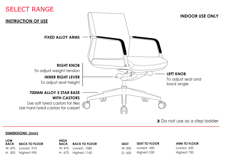 ST Select Italian Leather Low Back Executive Chair