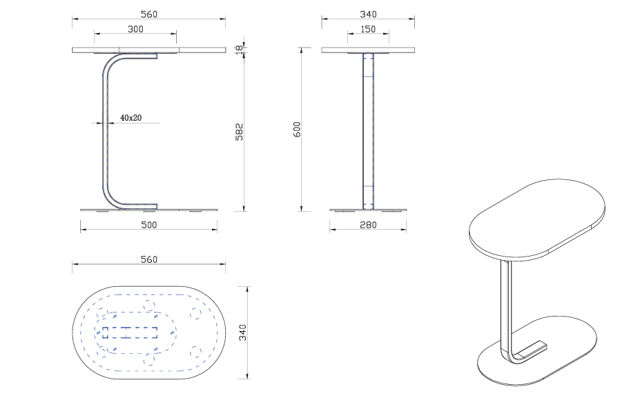 RL Selene Metal Leg Oval Side Table