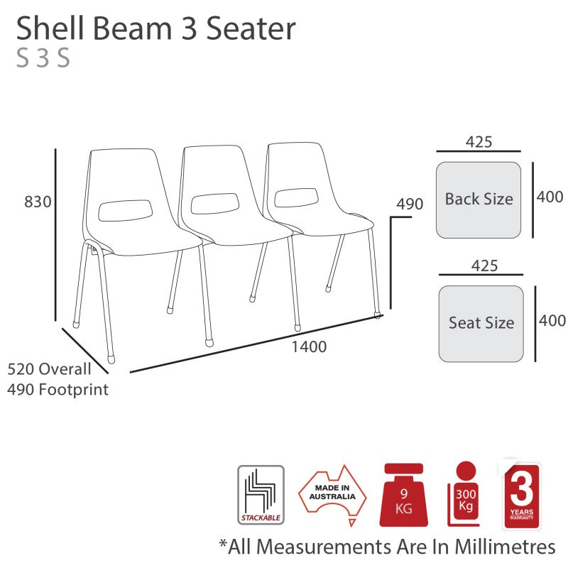 MA Shell Stackable Beam Seating