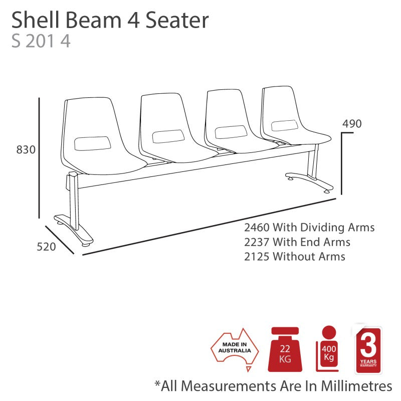 MA Shell Metal Framed Beam Seating