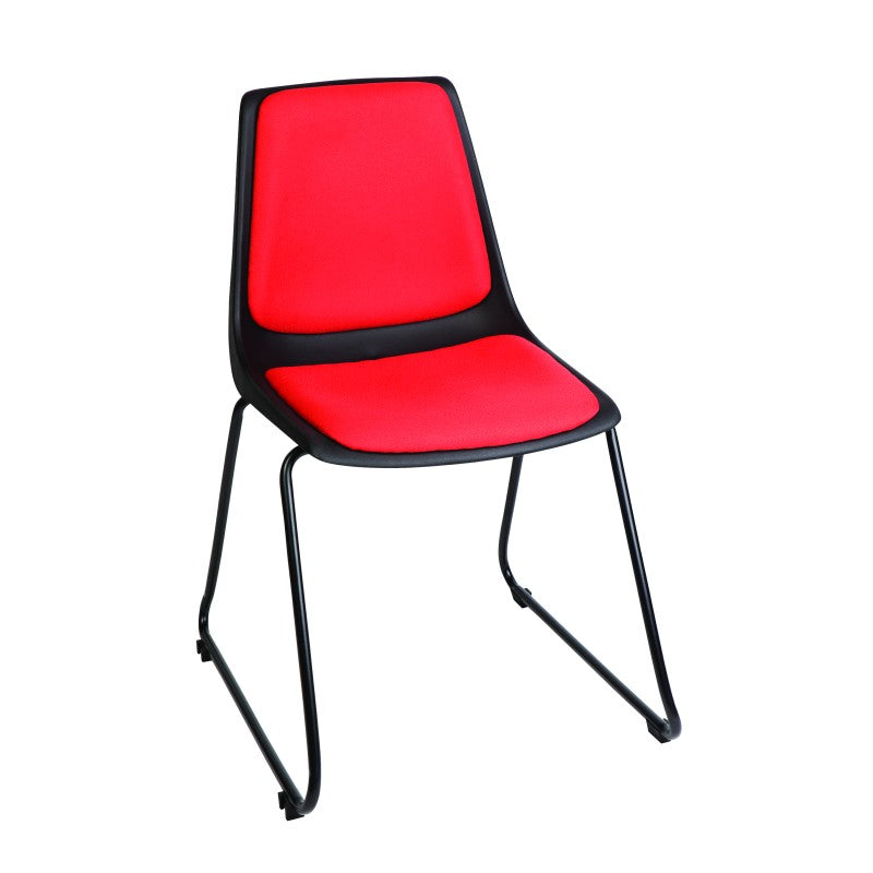 MA Shell Fabric or Vinyl Upholstered Stackable Sled Base Visitor Chair