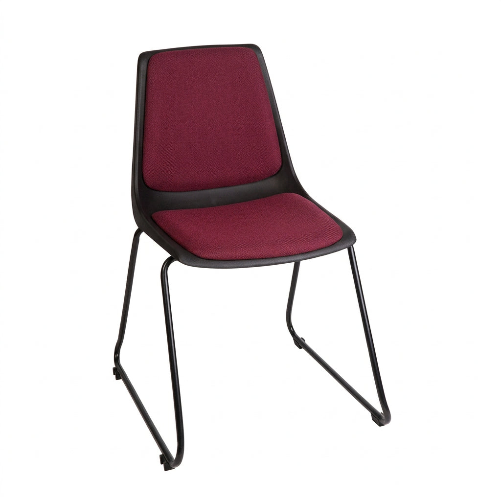 MA Shell Fabric or Vinyl Upholstered Stackable Sled Base Visitor Chair