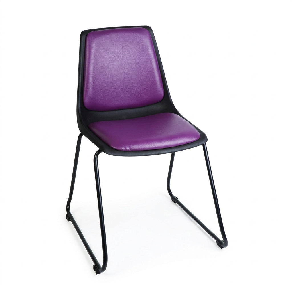 MA Shell Fabric or Vinyl Upholstered Stackable Sled Base Visitor Chair