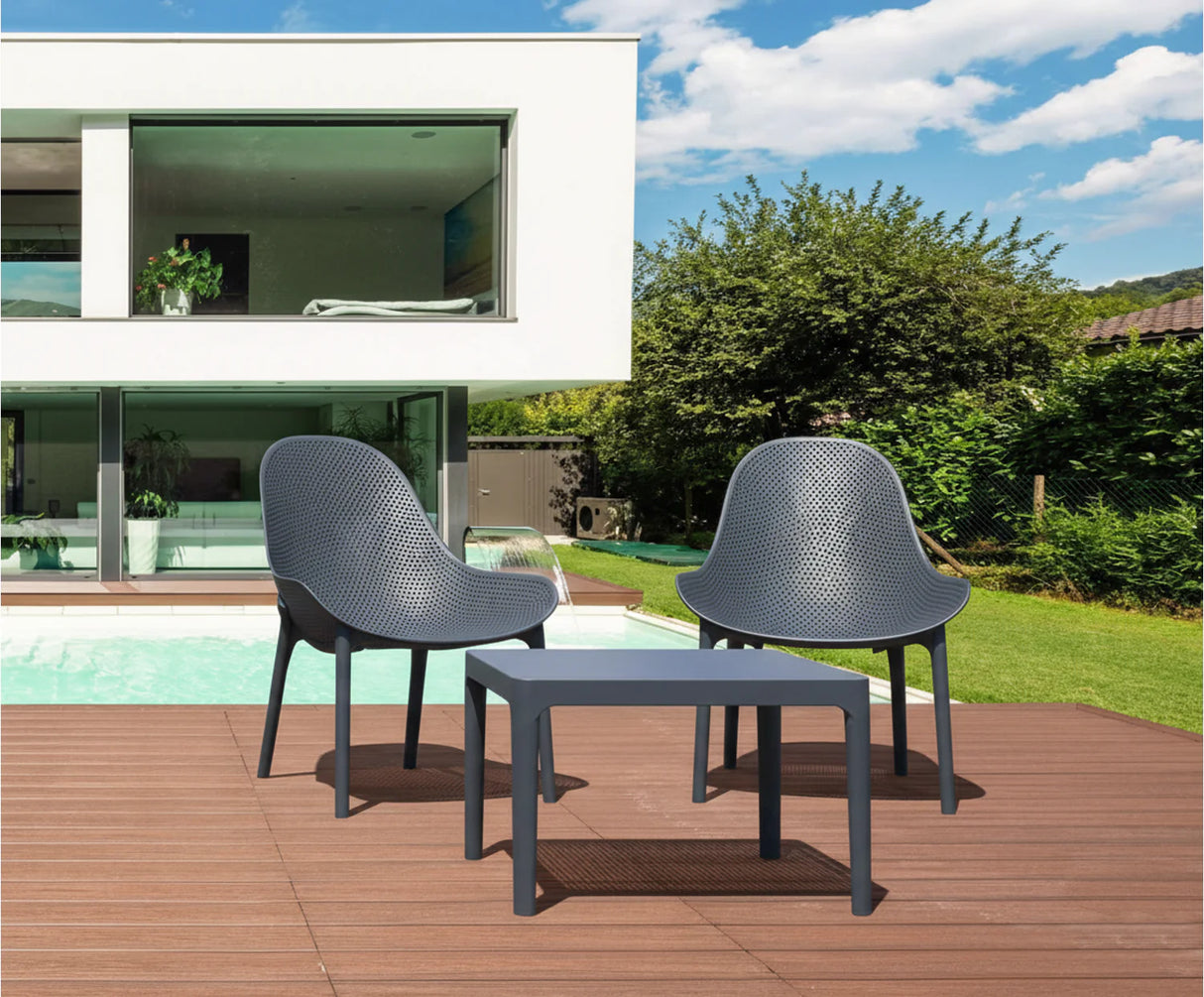 FL Sky 3 Piece Outdoor Lounge Setting with Side Table