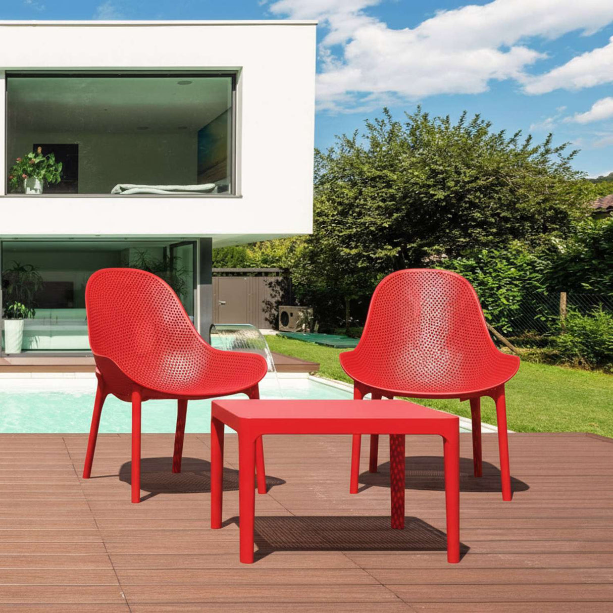 FL Sky 3 Piece Outdoor Lounge Setting with Side Table