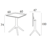 FL Sky 3 Piece Hospitality Square Folding Chat Table & Air Chair Set