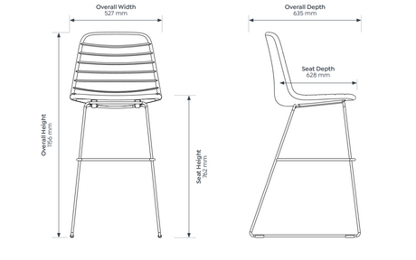 OL Sofia PU Leather Upholstered Sled Base Bar Stool