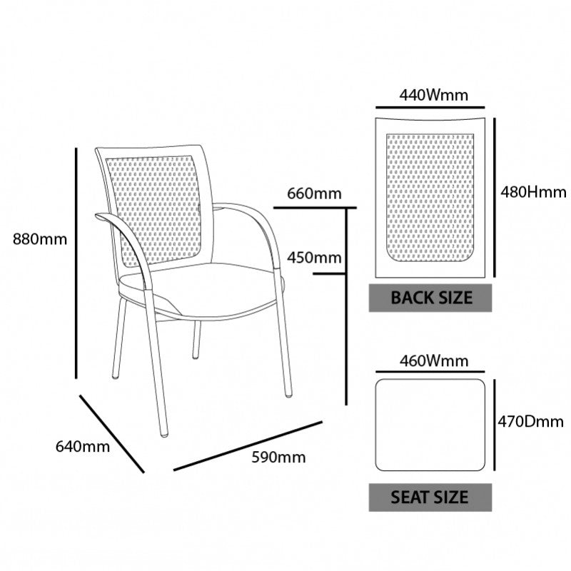 MA Tesla Fabric Upholstered 4 Leg Visitor Chair