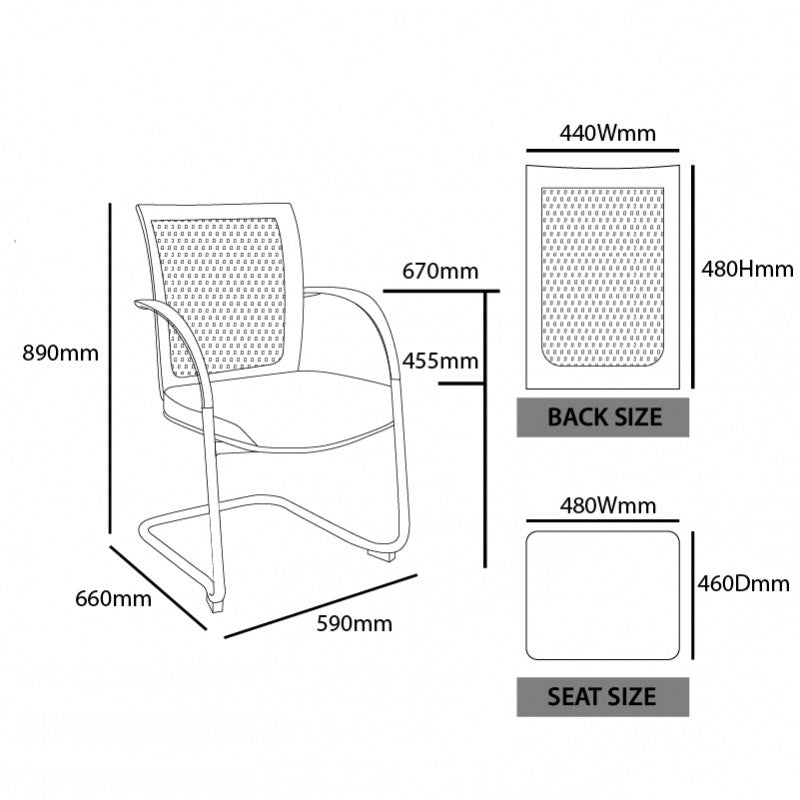 MA Tesla Stackable Chrome Cantilever Leg Arm Chair