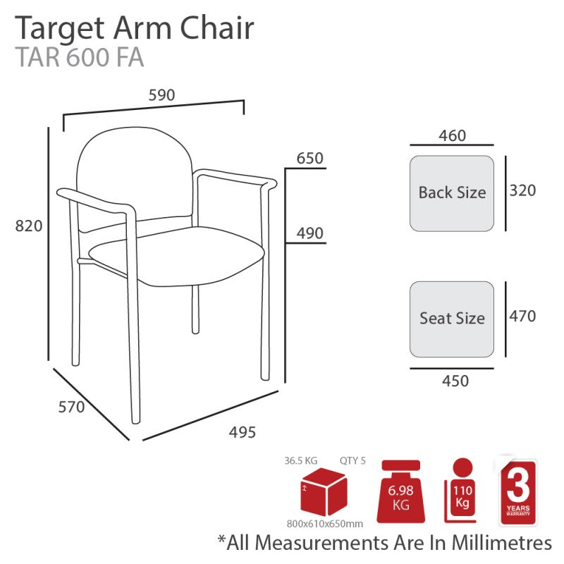 MA Target Stackable Fabric Upholstered Visitor Armchair