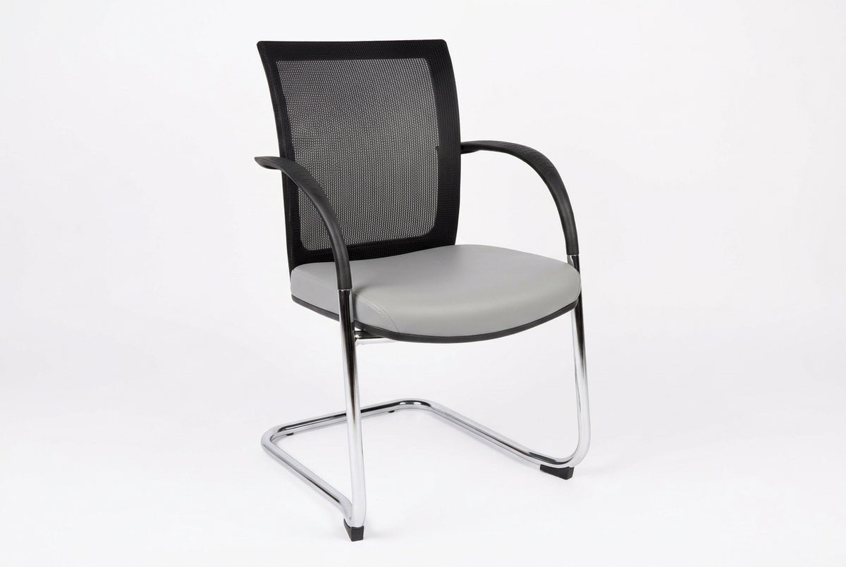 MA Tesla Stackable Chrome Cantilever Leg Visitor Armchair