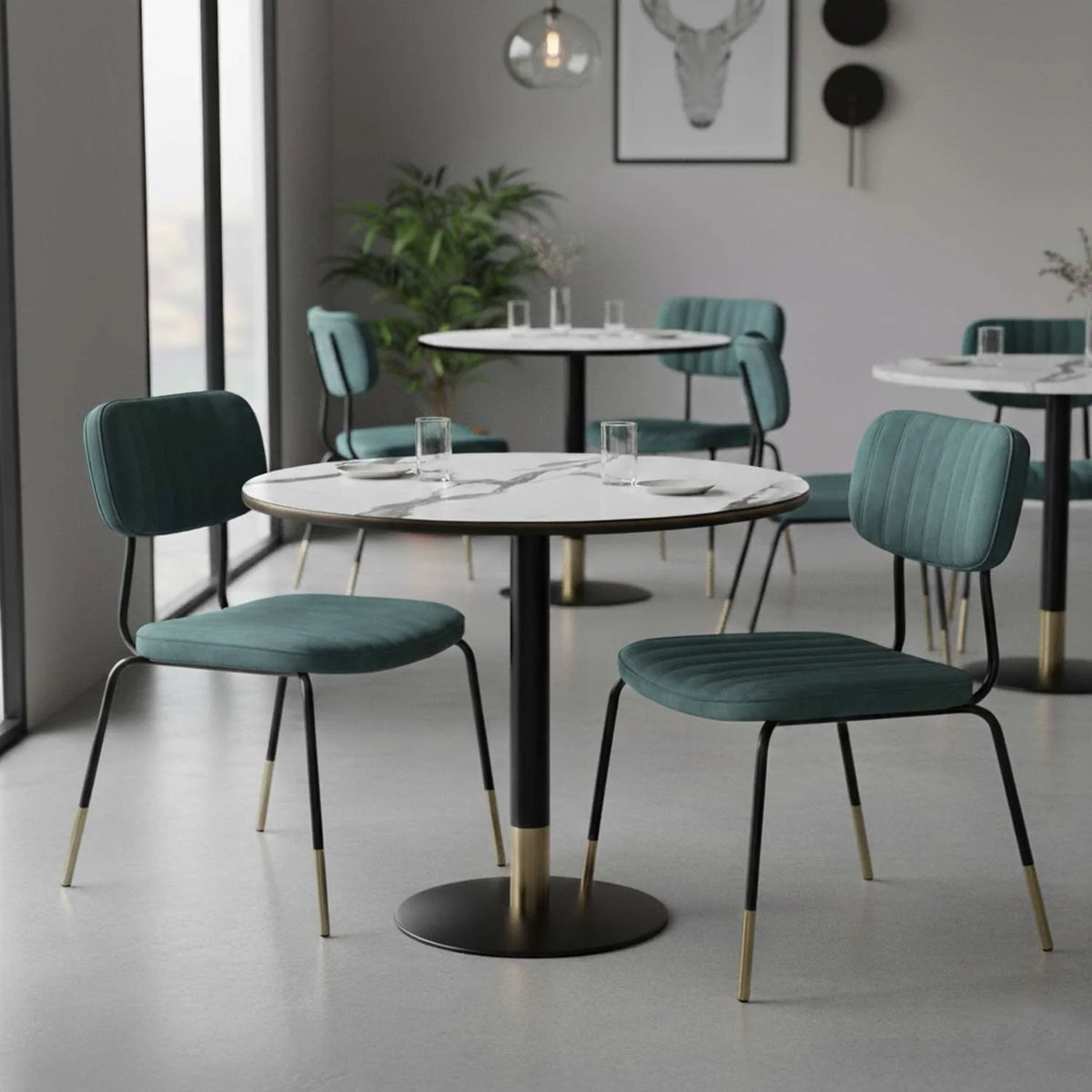 FL Tiramisu Premium Vinyl Upholstered Black Frame Function Chair
