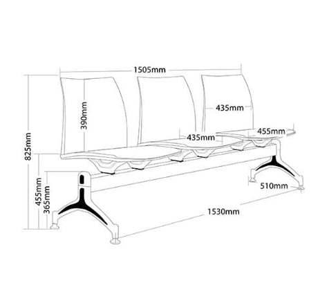 ST Vinn Mesh Back Fabric Upholstered Seat Beam Seating