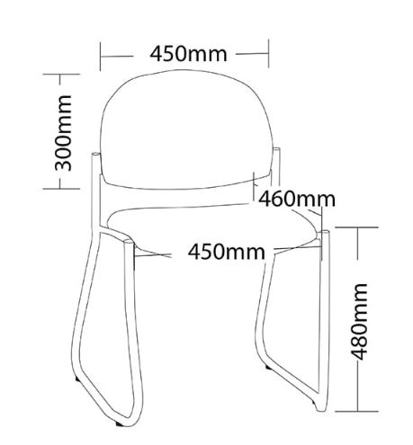 ST Vera Black Sled Base Round Back Fabric Training Chair