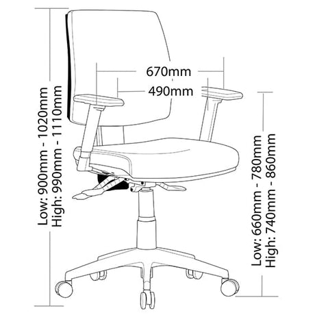 ST Virgo Fabric Upholstered Low Back Task Chair with Arms