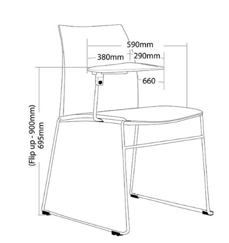 ST Vinn Fabric Upholstered Training Chair with Tablet Arms