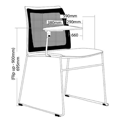 ST Vinn Mesh Back Training Chair with Tablet Arms