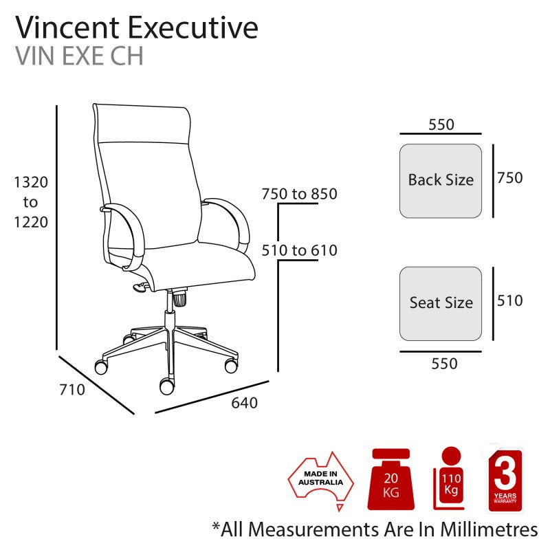 MA Vincent Fabric Upholstered Executive Chair