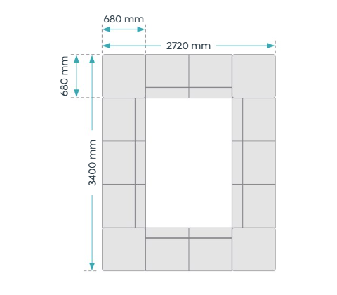 OL Willow 10 Seater Box Pattern Reception Area Sofa with 4 Side Tables