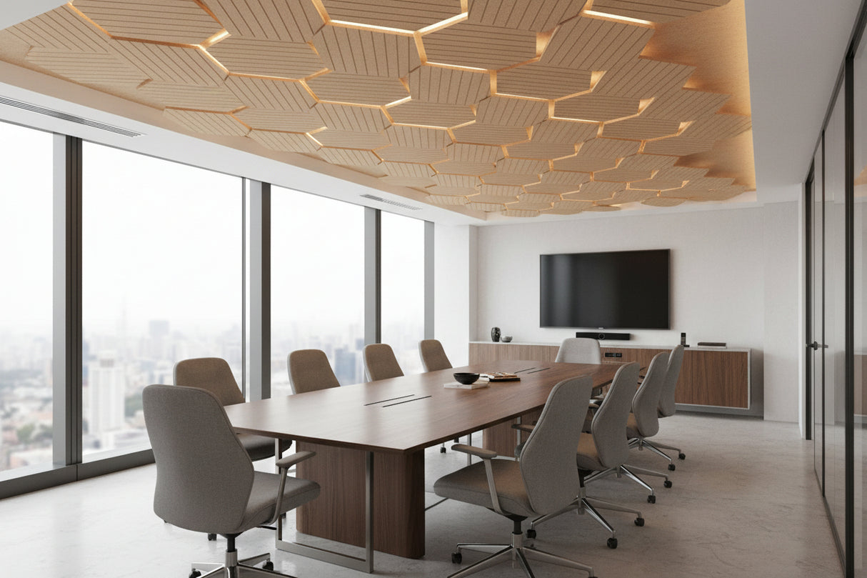 RL Acouline V Groove Hive Hexagonal Hanging Ceiling Panels