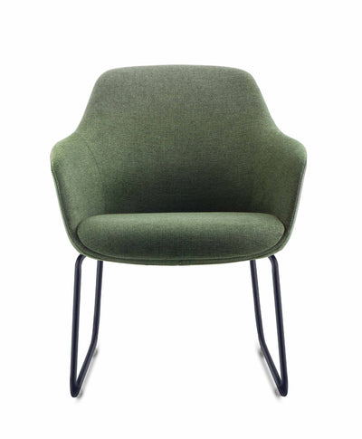 RL Aspen Fabric Upholstered Metal Sled Base Visitor Tub Chair
