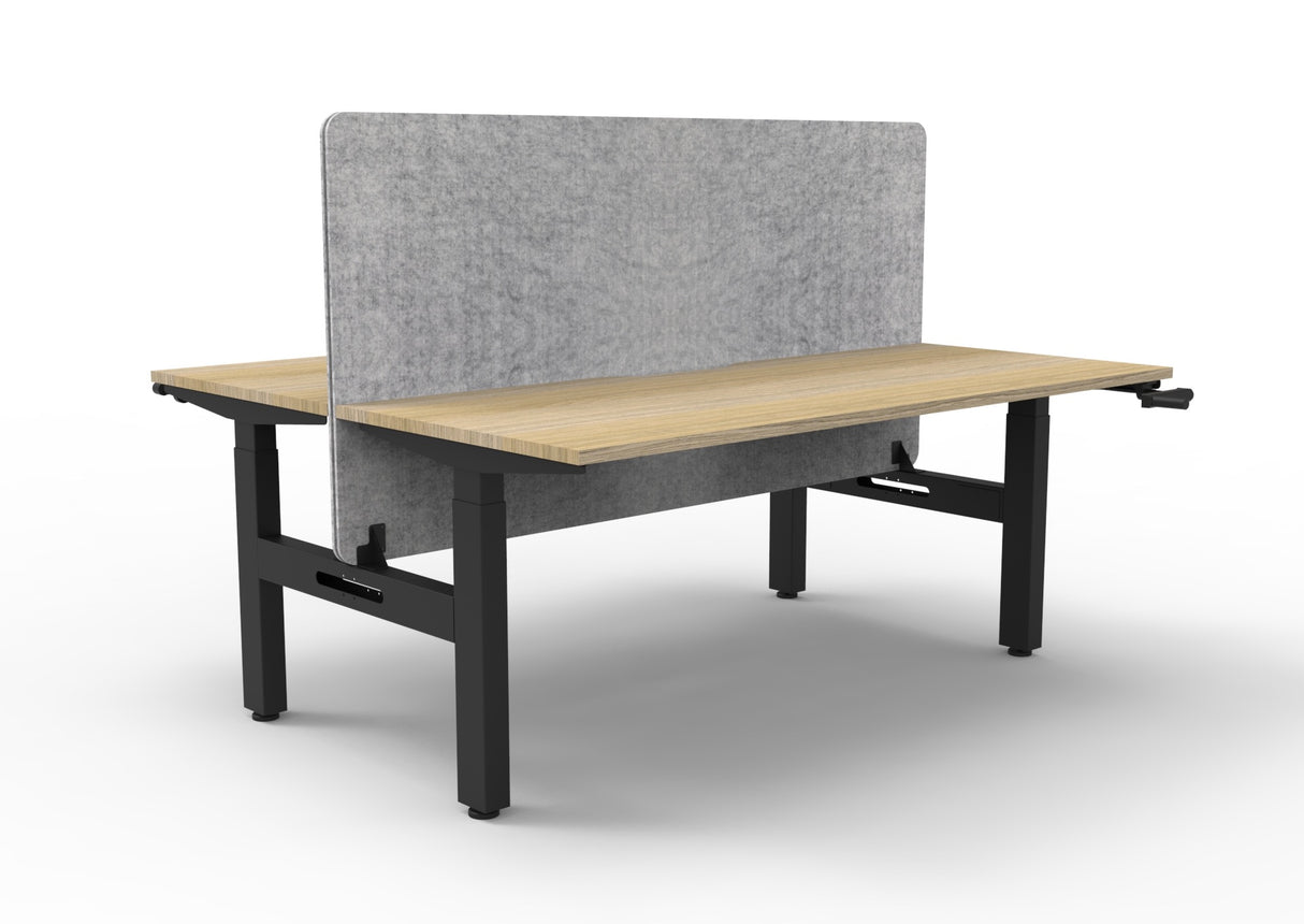 RL Boost Crank 2-User Height Adjustable Workstation with Grey Eco Panel Screen