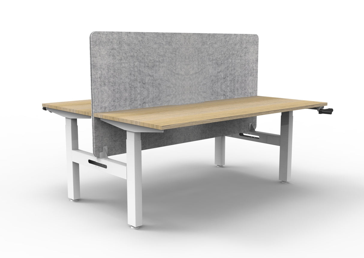 RL Boost Crank 2-User Height Adjustable Workstation with Grey Eco Panel Screen