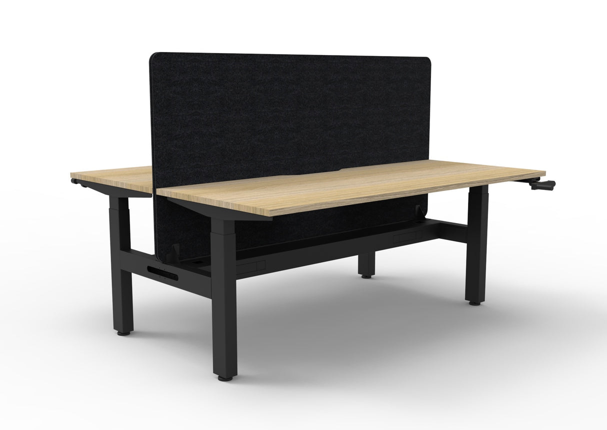 RL Boost Crank 2-User Height Adjustable Workstation with Black Eco Panel Screen