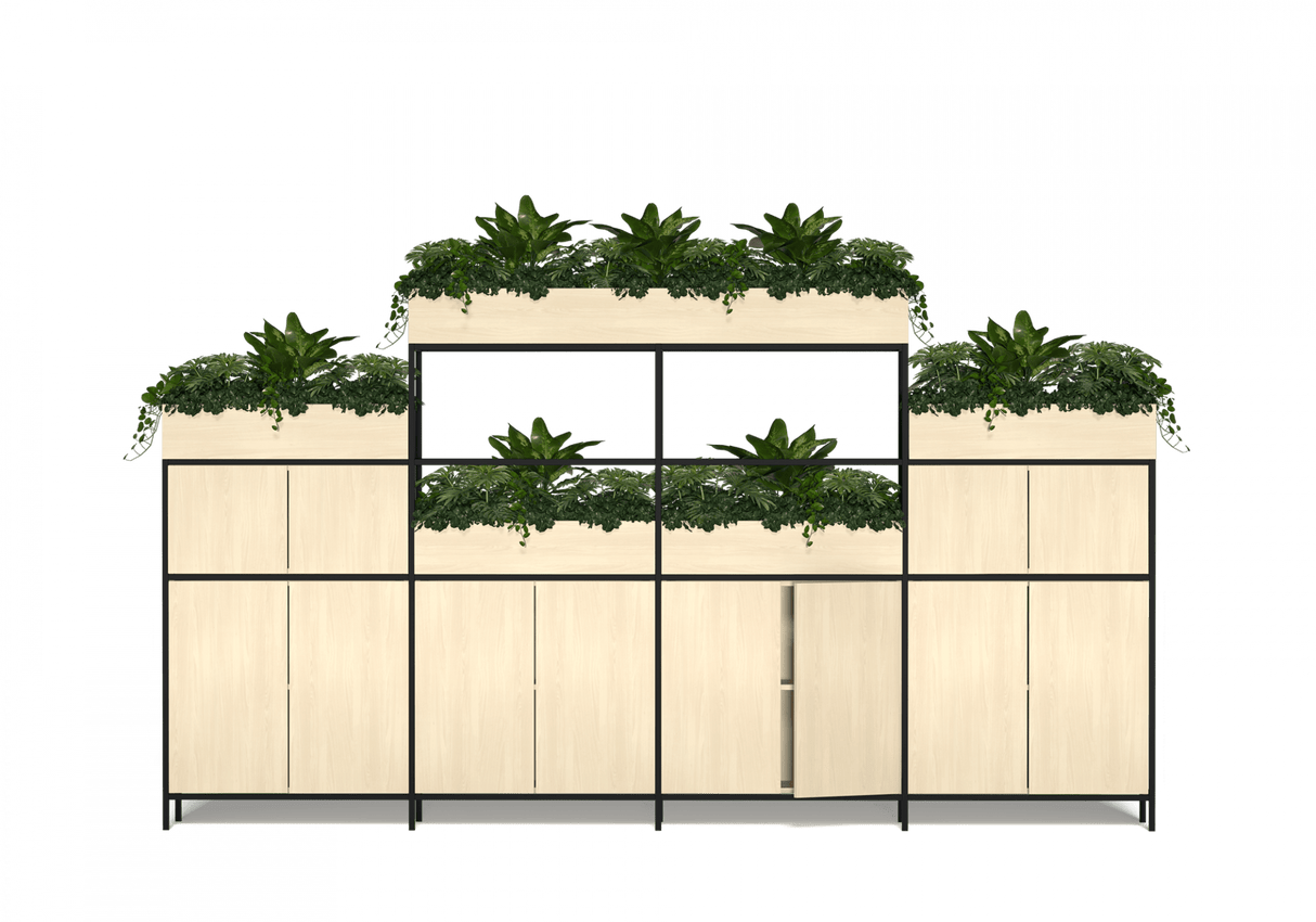 OL Rhodes 12 Door 4 Bay Welded Storage with 18 Planter Box