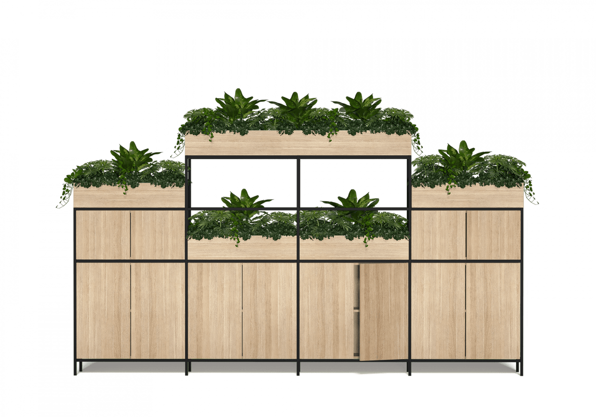 OL Rhodes 12 Door 4 Bay Welded Storage with 18 Planter Box