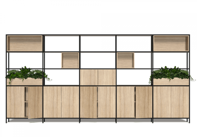 OL Rhodes 12 Door 4 Cubby 5 Bay Welded Storage with 6 Planter Box