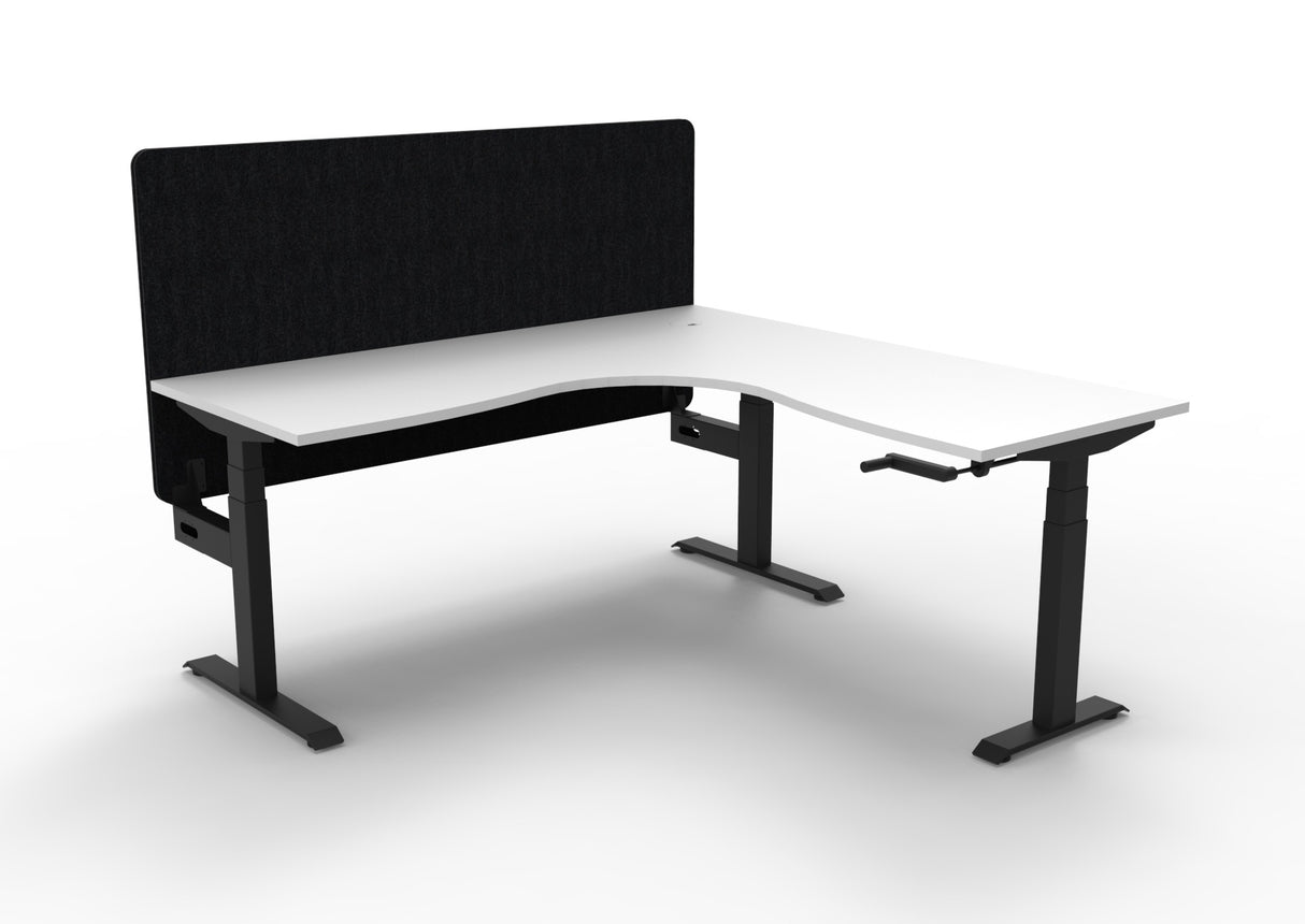 RL Boost Crank Height Adjustable Corner Workstation with Black Eco Panel Screen