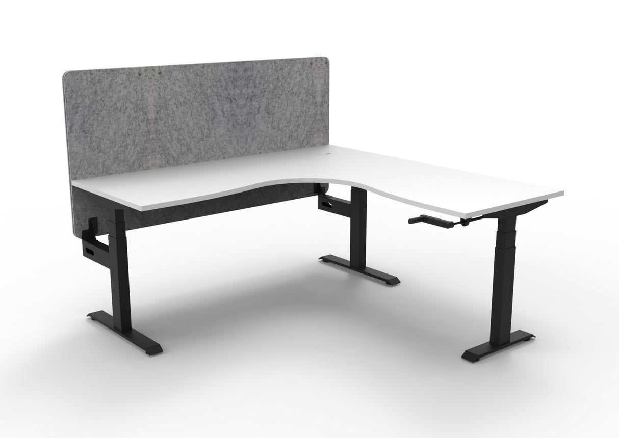 RL Boost Crank Height Adjustable Corner Workstation with Grey Pinnable Eco Panel Screen
