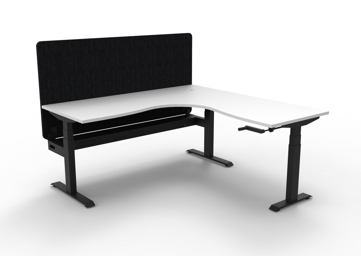 RL Boost Crank Height Adjustable Corner Workstation with Black Eco Panel Screen