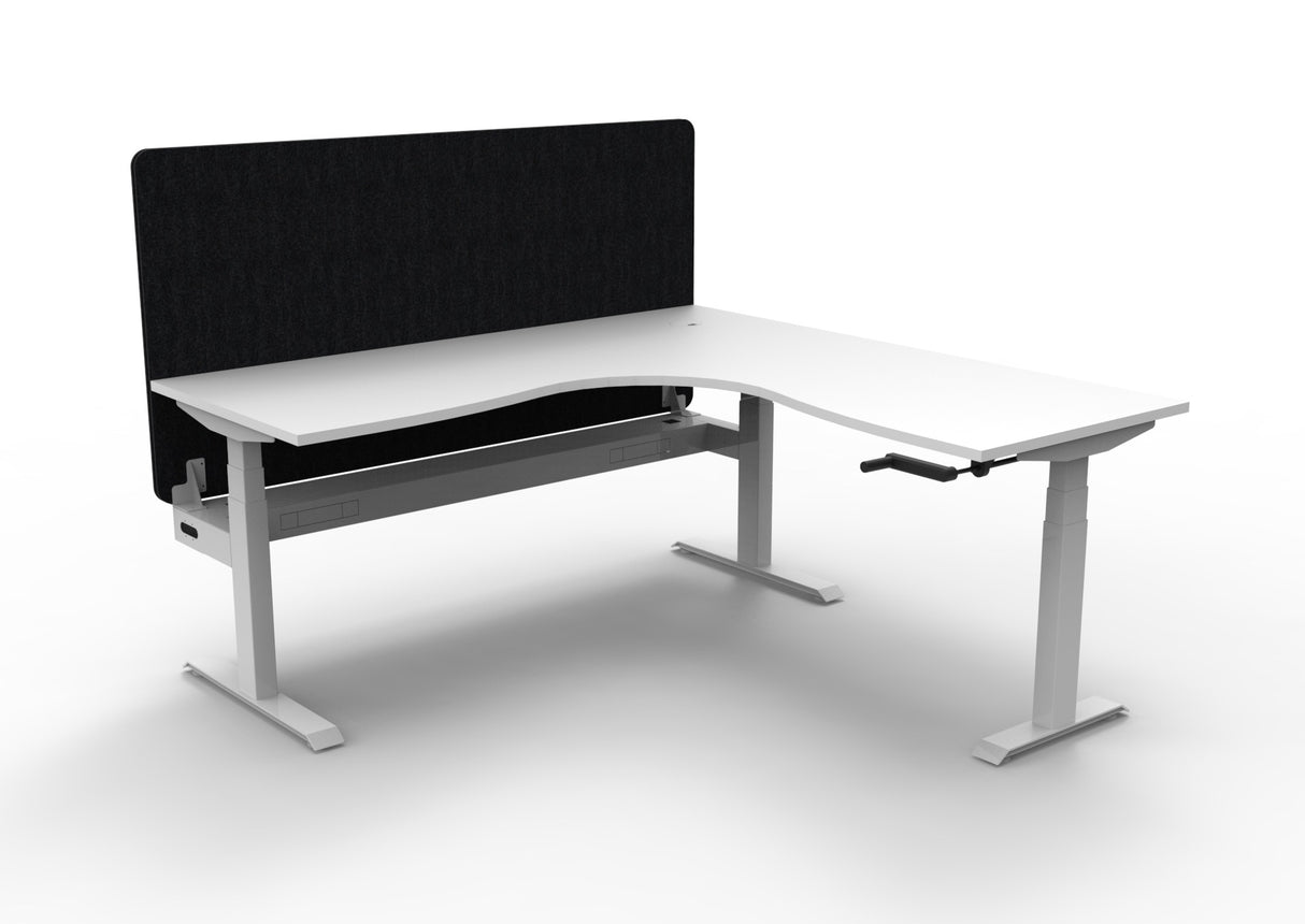 RL Boost Crank Height Adjustable Corner Workstation with Black Eco Panel Screen